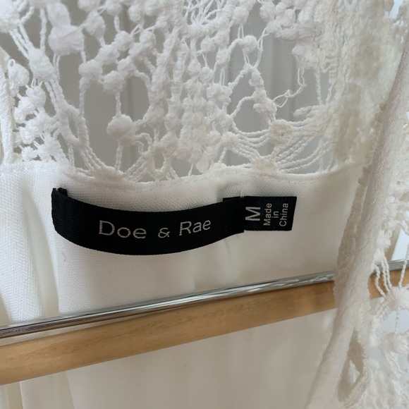 White Dress with Ivory Crochet Neckline - Picture 4 of 5